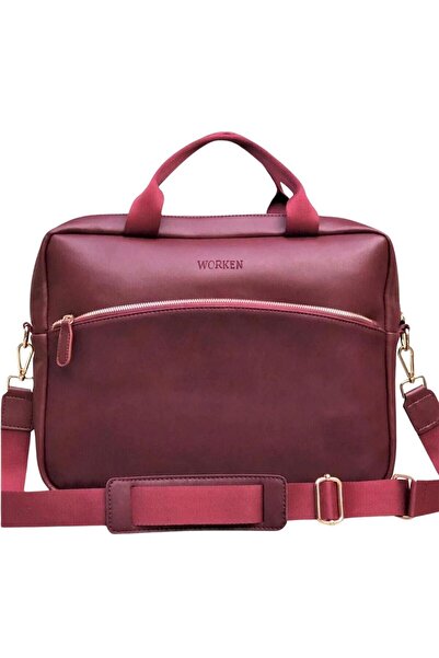 worken 15 Inç - 15.6 Inç Laptop Çantası & Evrak Çantası Unisex, Düz Bordo