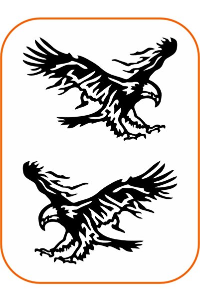 EYBA STİCKER ملصق سيارة النسر الأيمن والأيسر - 20x15 سم، قطعتين، أسود