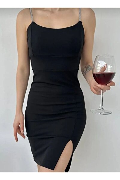 SHClothing accessories Mini askıları taşli elbise