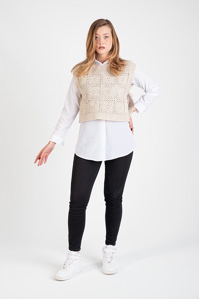 Hatun Atila Hatunatila Crocheted Motif Side Tie Sweater - 5066