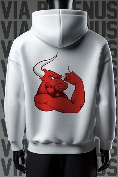 Vordevia Φούτερ Gym Bull 3 Thread White Hooded - Wide Fit
