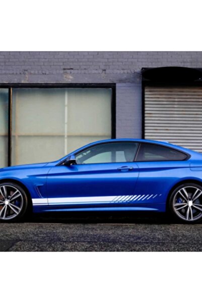 EYBA STİCKER قطعتان من ملصقات السيارات باللون الأبيض مع شريط يمين ويسار متواف...