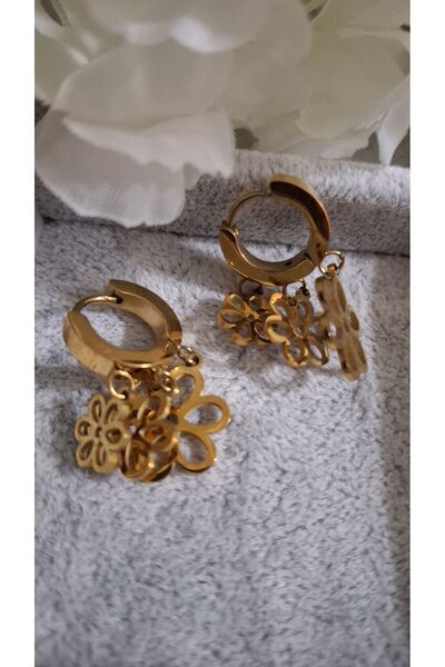 azra takı tasarım أقراط نسائية من الفولاذ الملون باللون الذهبي