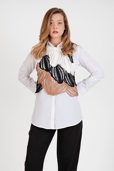 Hatun Atila Hatunatila Three Color Lace Motif Sweater - 5071