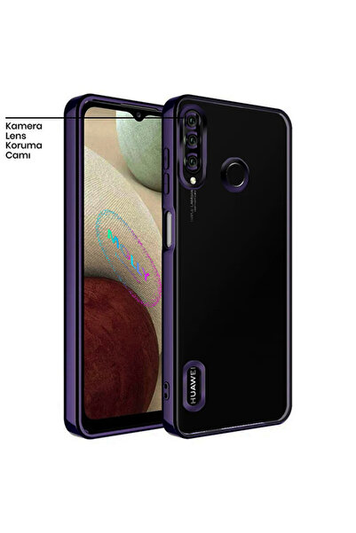 Molly Huawei P30 LİTE İçin Kenarları Derin Mor Lou Lazer Şeffaf Silikon Kılıf
