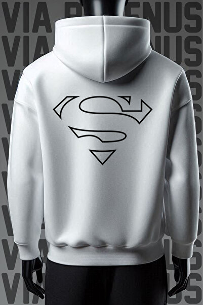 Vordevia Φούτερ με κουκούλα Superman με στάμπα μπροστά και πίσω, 3 κλωστών, φ...