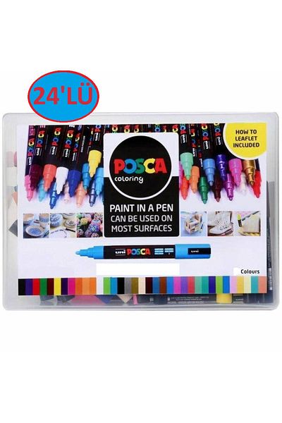Uni Posca Set of 24 - 0.7mm Marker Pen, Pc1m Pc - 1m