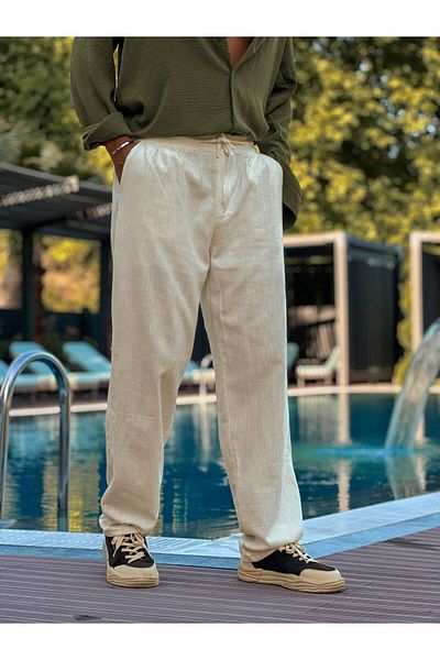 MFU collection Ανδρικό άνετο λινό παντελόνι Oversize Loose Cut