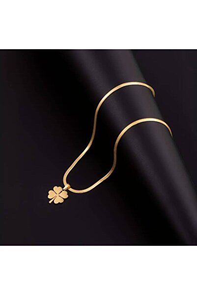 Foxyn TK-13 قلادة من الفولاذ المقاوم للصدأ بأربع أوراق البرسيم