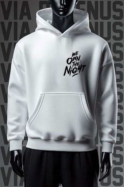 Vordevia We Own The Night - Φούτερ με φαρδιά εφαρμογή με 3 νήματα με λευκή κουκούλα