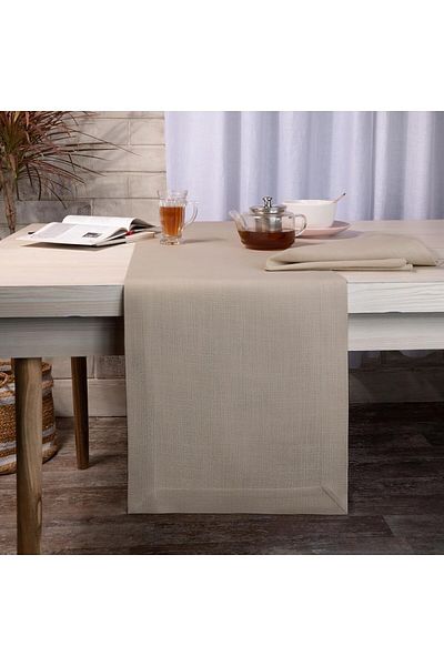 Pyramid Home Waterproof Linen Cotton Table Runner - Stain Resistant and Care Free