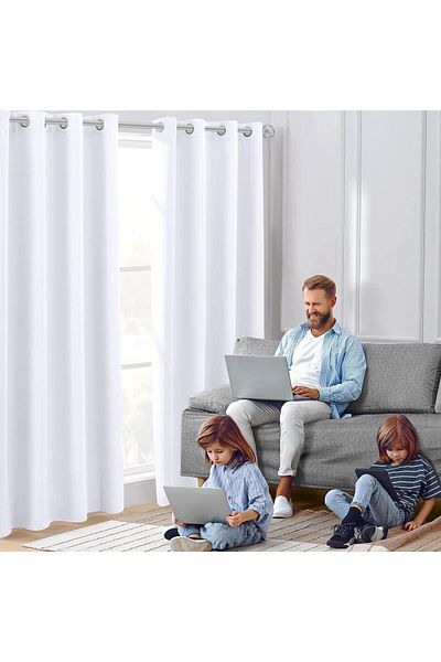 Pyramid Home Linen Rustic White Blackout Eyelet - Thermal Layer Blackout Sunshade
