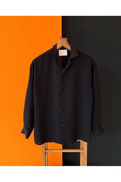 MFU collection Ανδρικό λινό Oversize φαρδύ πουκάμισο με ντραπέ