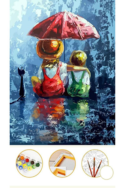 Puzzle Sayılarla Boyama Tuval Seti Fırça Boya Dahil (çıtalı)  AKRİLİK GUAJ BOYA