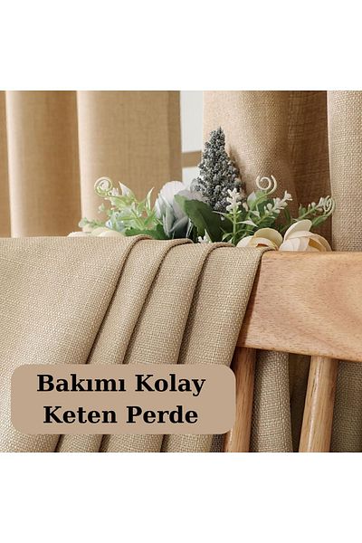 Pyramid Home Natural Linen Background - Cappuccino, Non-Pilling and Cornice Single Wing 1stQuality