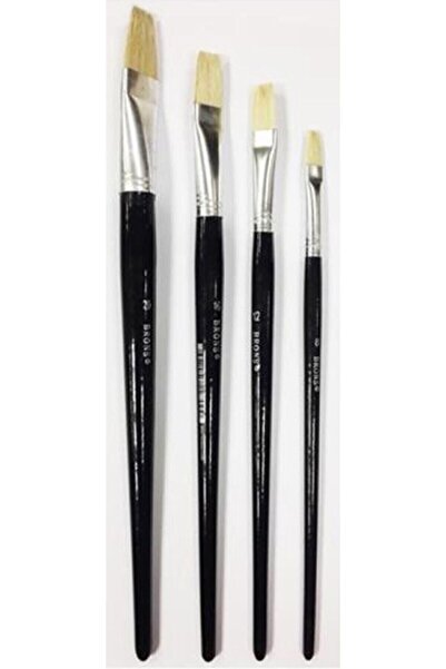 Brons 4'lü Yağlı Ve Akrilik Boya Fırça Seti 6-8-10-12 Numaralı
