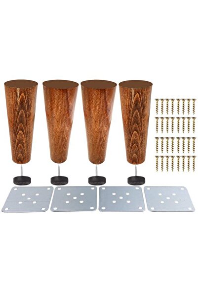 TepeAksesuar Ağaç Konik Ayak - Mobilya, Koltuk, Tv Ünitesi Uyumlu - 12 Cm Cev...