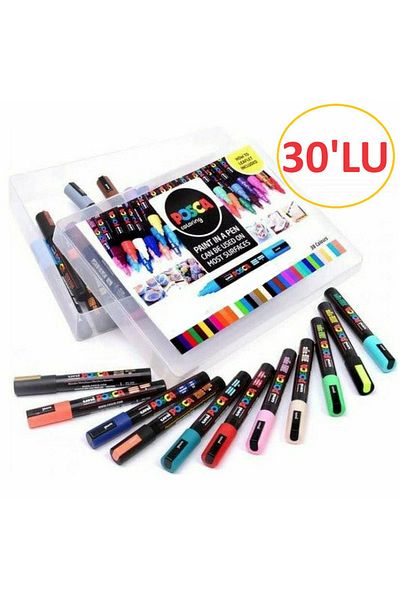 Uni Posca Set of 30 - 0.9-1.3mm Marker, Pc-3m (3m)