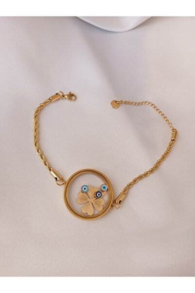 EMKSHOP سوار نسائي من الفولاذ المقاوم للصدأ قابل للفتح مع ربع ملتوي ونصف ذهبي