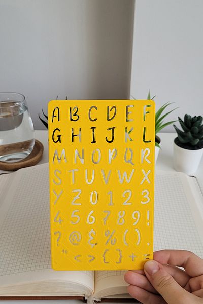 Karmelom Studio Bullet Journal Handwritten Font Large Letter Template Ruler