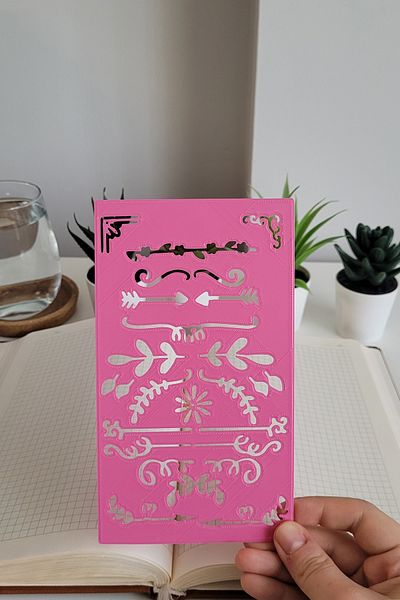 Karmelom Studio Bullet Journal Leaf Patterned Head Template Ruler