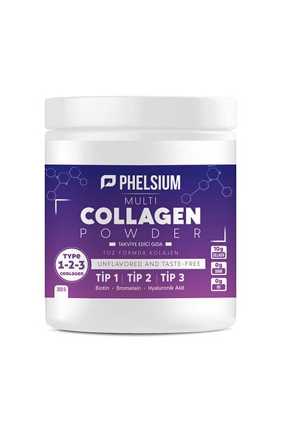 PHELSİUM High Bioactive Double Hydrolyzed - Pure and Natural Type 1, 2, 3 Collagen Dietary Supplement
