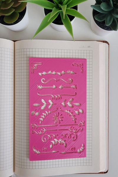 Karmelom Studio Bullet Journal Leaf Patterned Head Template Ruler
