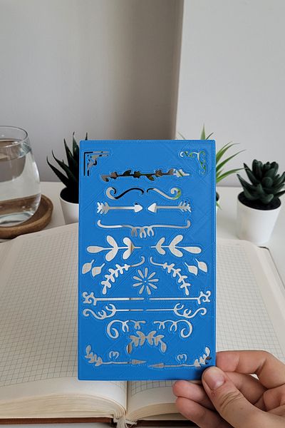 Karmelom Studio Bullet Journal Leaf Patterned Head Template Ruler