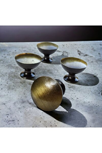 Dizaynhouse Kadeh Antik Sarı Eskitme Düğme Kulp, Metal 25 mm Çapında Dolap ve Çekmece Kulpu