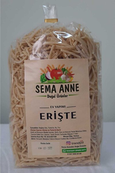 Semaanne doğal Ev Yapımı Sade Erişte (makarna) 1000gr