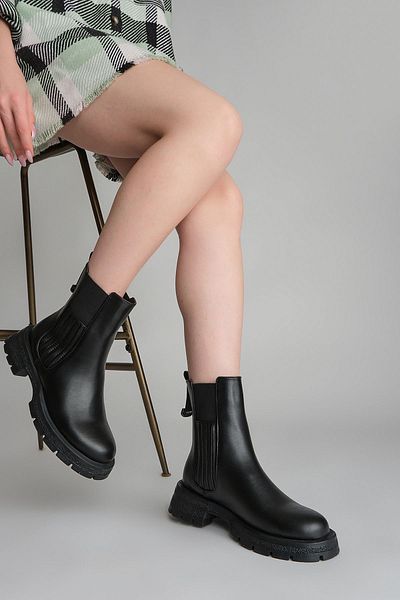 Marjin Women's Thick Sole Elastic Daily Boots Setaz Black