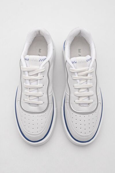 Marjin Γυναικεία sneaker ψηλή σόλα με κορδόνια αθλητικά παπούτσια Lekya White Sequin