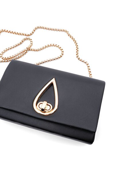 Marjin Women's Hand&Shoulder Bag Gold Chain Strap Mitoz Black