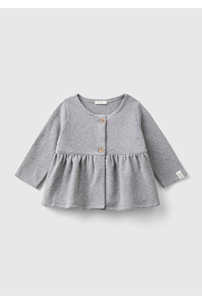 United Colors of Benetton Baby Gray Melange Long Sleeve Sweatshirt with Butto...