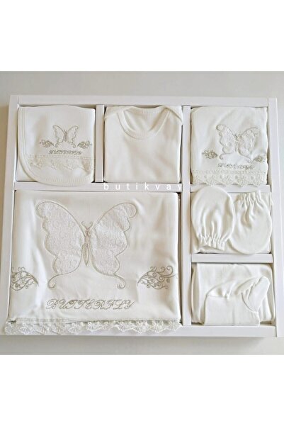 Zıpır طقم خروج مستشفى بيبي جيرل إكرو فراشة مطرز 10 قطع 100510