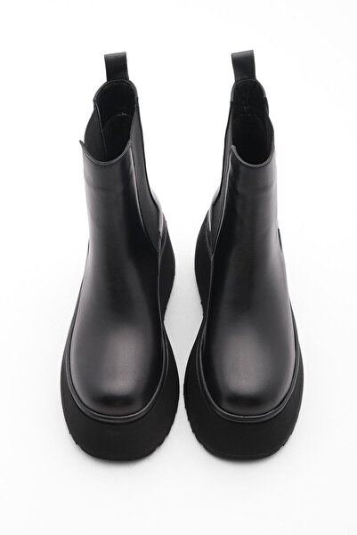 Marjin Dámské kozačky Eva z pravé kůže na klínovém podpatku Bamey černé