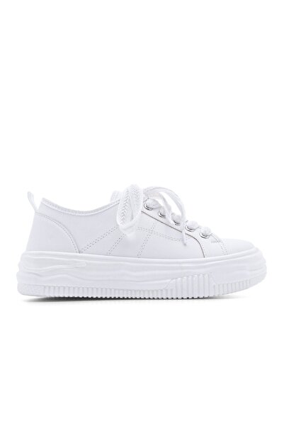 Marjin Women's Sneaker Thick Sole Sports Shoes Hotes White