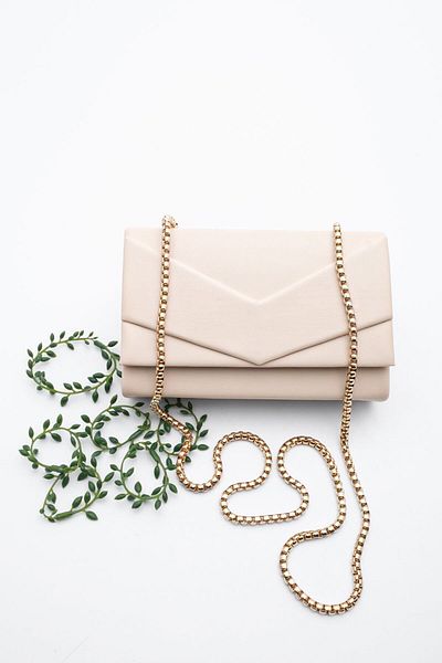 Marjin Women's Hand&Shoulder Bag Gold Color Chain Strap Ginle Beige