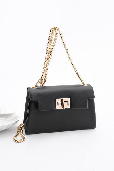 Marjin Women's Hand&Shoulder Bag Gold Color Chain Strap Vimas Black