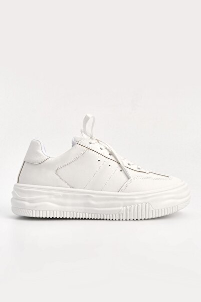 Marjin Women's Sneakers Thick Sole Lace-Up Sports Shoes Dorete White