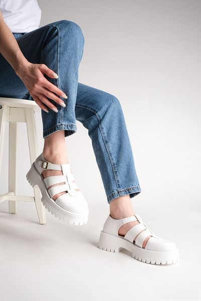Marjin Damen Loafer Freizeitschuhe mit hoher Sohle Parisa weiß