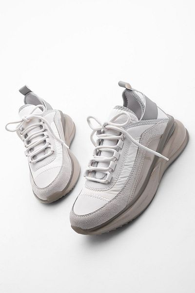 Marjin Unisex Sneaker Transparent Sole Lace-Up Sports Shoes Gunes White