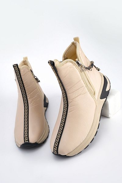 Marjin Damen Sportstiefel mit dicker Sohle und Reißverschluss Misra Beige