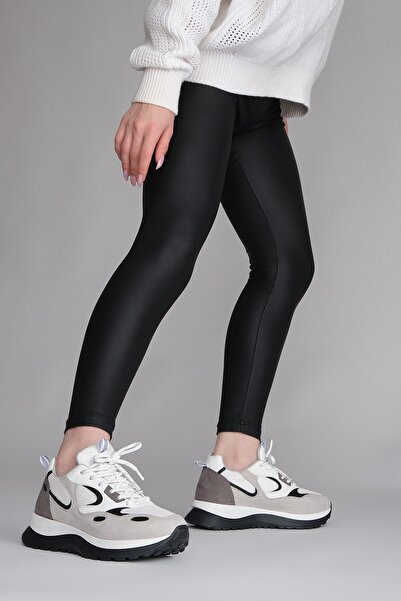 Marjin Women's Sneaker Lace-up High Sole Sports Shoes Nasman White