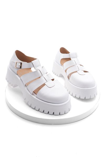 Marjin Damen Loafer Freizeitschuhe mit hoher Sohle Parisa weiß