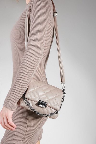 Marjin Women's Shoulder Bag Quilted Chain Crossbody Bag Interlining mink