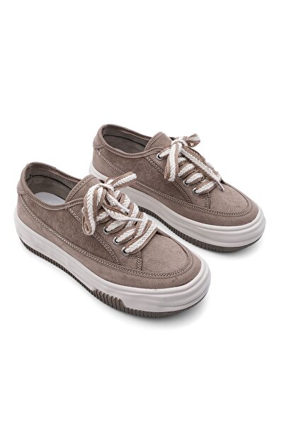 Marjin Women's Sneaker Thick Sole Sports Shoes Kevir Mink Suede