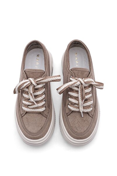 Marjin Women's Sneaker Thick Sole Sports Shoes Kevir Mink Suede