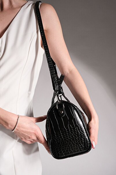 Marjin Women's Adjustable Strap Hand Shoulder Bag Celiza Black Croco