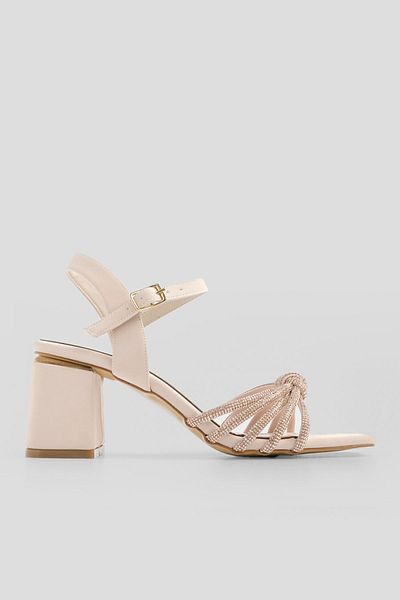 Marjin Women's Stoned Heeled Evening Dress Shoes Tayla Beige